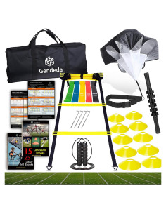 Conjunto de Entrenamiento de Velocidad Gendeda MJT - 6.1m Escalera, 5 Bandas, 10 Conos