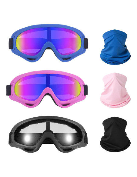 Gafas de Motocicleta YISUGOOC UV 3 Pares + Cuello Gaiter
