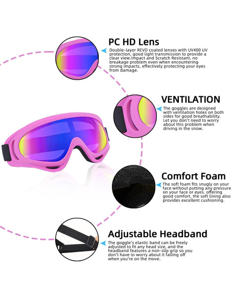 Gafas de Motocicleta YISUGOOC UV 3 Pares + Cuello Gaiter