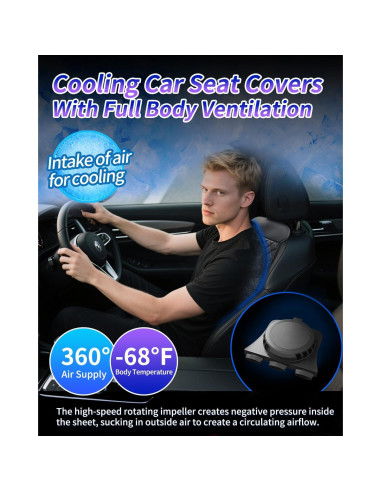 Funda de Asiento de Coche DR.HILL Ventilada 12V/24V Negro