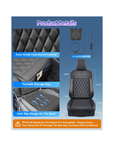 Funda de Asiento de Coche DR.HILL Ventilada 12V/24V Negro
