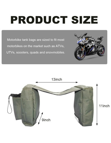 Bolsa de Tanque de Motocicleta Wevdn Impermeable Verde Militar