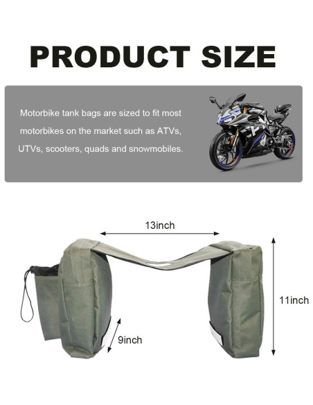 Bolsa de Tanque de Motocicleta Wevdn Impermeable Verde Militar