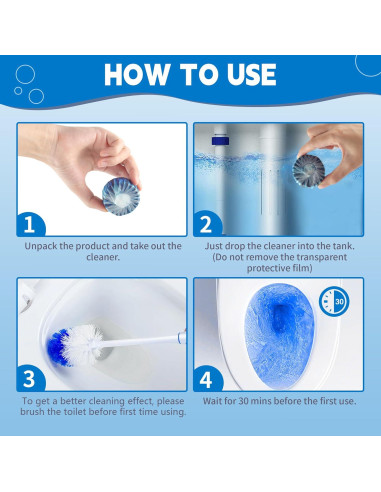 Tabletas Limpiadoras de Inodoro MyKlens, 6 Paquetes, Azul