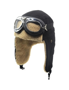 Gorro de Piloto Vintage Cuhubyup con Gafas y Orejeras 2