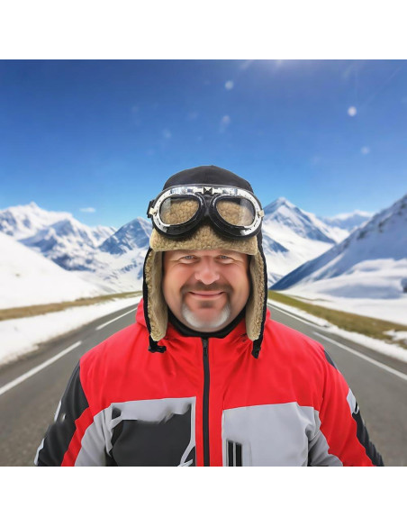 Gorro de Piloto Vintage Cuhubyup con Gafas y Orejeras