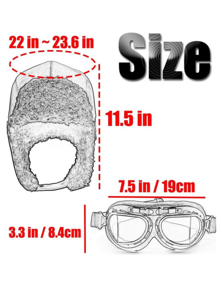 Gorro de Piloto Vintage Cuhubyup con Gafas y Orejeras