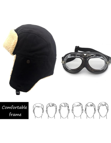 Gorro de Piloto Vintage Cuhubyup con Gafas y Orejeras