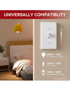 Interruptor de Atenuación AIDA 600W para Luz LED/CFL/Incandescente 2