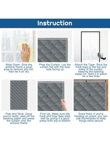 Cortina Aislante Térmica Hlimior 37x61 cm Gris 3 Capas