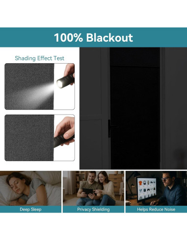 Cortina Blackout Warmstar 66x51 cm, Panel de Puerta Francesa Negro