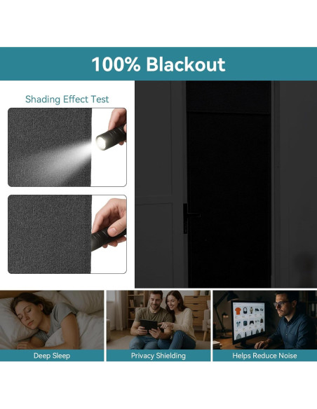 Cortina Blackout Warmstar 66x51 cm, Panel de Puerta Francesa Negro