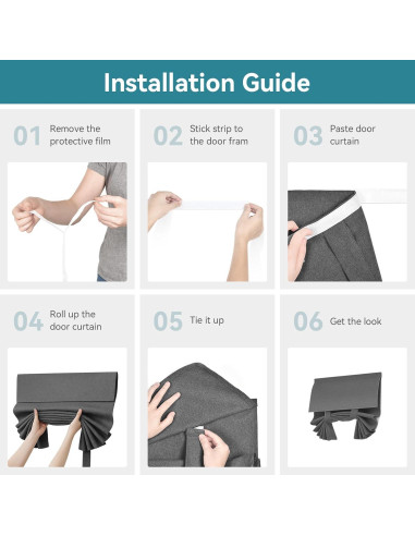 Cortina Blackout Warmstar 66x51 cm, Panel de Puerta Francesa Negro