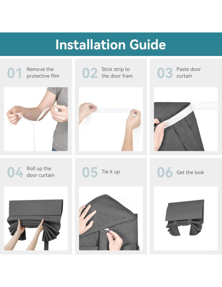 Cortina Blackout Warmstar 66x51 cm, Panel de Puerta Francesa Negro