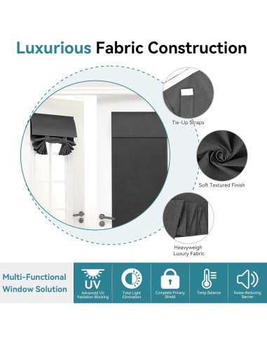 Cortina Blackout Warmstar 66x51 cm, Panel de Puerta Francesa Negro