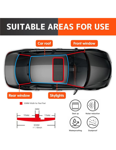 Sellado T de Goma 30mm LuLuya para Parabrisas y Ventanas 3M