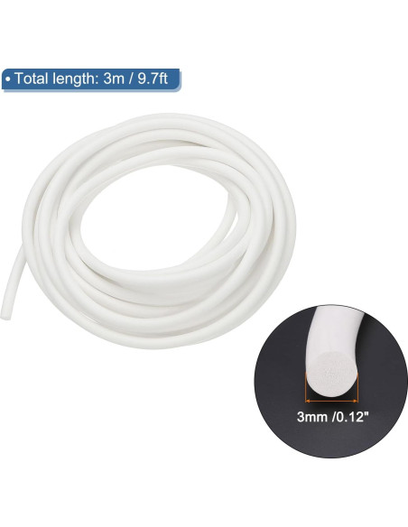 Tira de Sellado de Espuma de Silicona PATIKIL 3m x 3mm Blanca