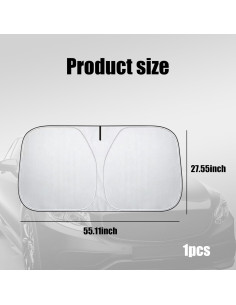 Protector Solar Parabrisas Coche NGHEY 140x70 cm Plegable Plata 2