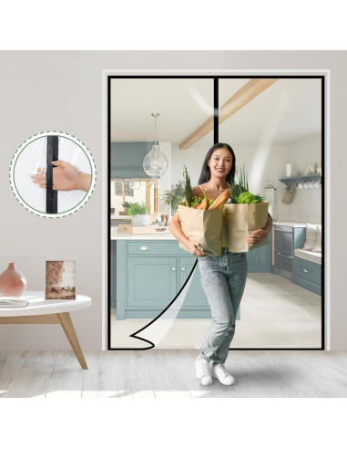 Cortina de Puerta Aislante Magnética Skloopearg 182.88x203.2cm