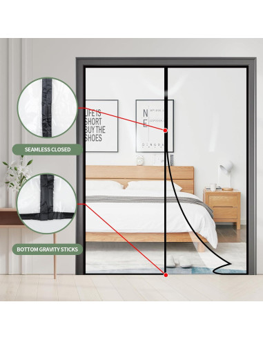 Cortina de Puerta Aislante Magnética Skloopearg 182.88x203.2cm