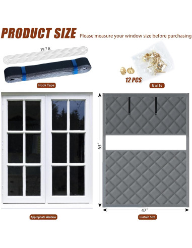 Cubierta de Ventana Aislante UYEDUJZ 160 x 119 cm Gris