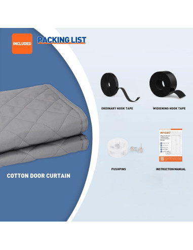 Cortina Térmica Aislante Magnética MAGZO 38x82 cm Gris