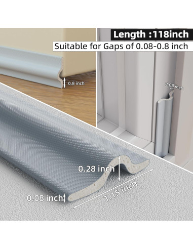 Tira de Sellado Acústico KAYLEINSTER 3m Gris para Ventanas y Puertas
