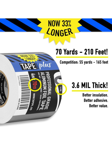 Cinta de Aluminio TapePlus 10.16 cm x 64 m Resistente al Calor