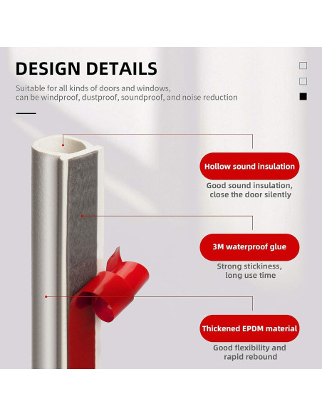 Tira de sellado SZZSAF 7.92m blanca autoadhesiva para puertas