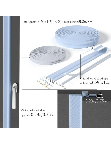 Tira de sellado para clima BKSAI 3 metros gris aislamiento