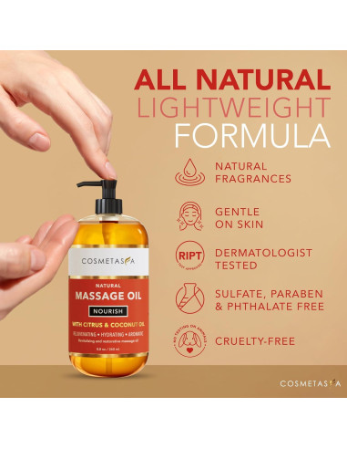 Aceite de Masaje Natural Cosmetasa 278 g - Hidratante Cítricos y Coco