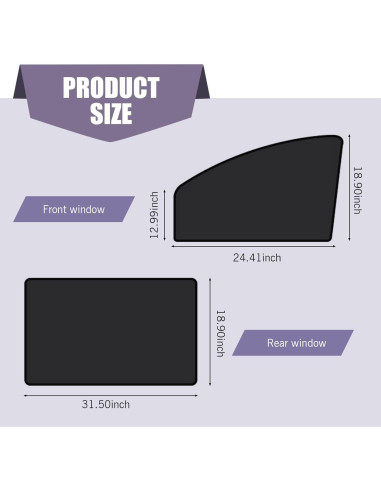 Viseras de Ventana Lateral Oscuras DYEKNEE 4 PCS 62x48cm
