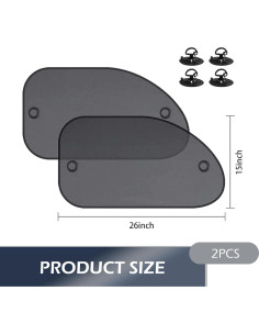 Cortinas de Sombra para Ventana Lateral Polcatay 2 Pcs Negro 2