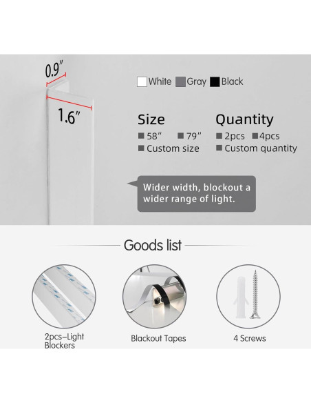 Bloqueadores de Luz ZSTARR PVC 200 cm 2 Pcs Blanco