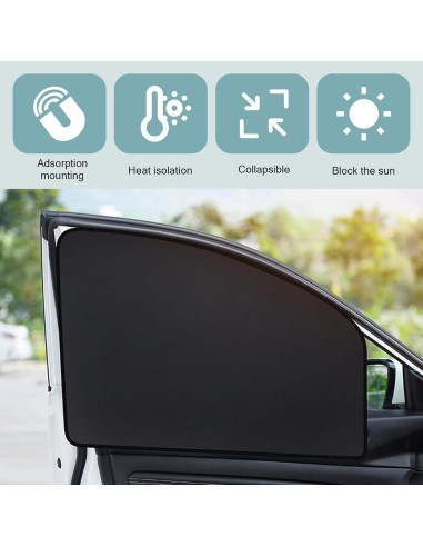 Cubierta Solar para Ventanas de Auto Sephile 4 PCS Negro