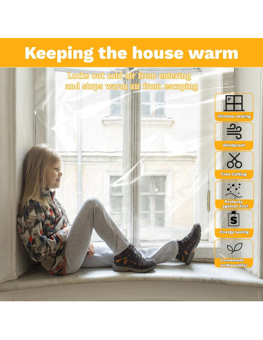 Kit de Película Térmica Aislamiento Ventanas QOQOOICE 5 Piezas