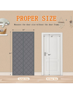 Cortina de Puerta Térmica Aislante GlideSpark 81x203cm Gris 2