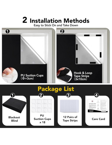 Cortina Opaca Deconovo 300x145 cm Negra para Ventanas