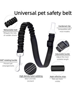 Cinturón de Seguridad para Perros Aerkersun Ajustable Negro 2