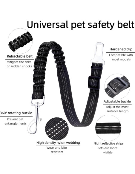 Cinturón de Seguridad para Perros Aerkersun Ajustable Negro