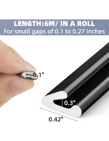 Tira de Sellado para Puerta Conwang 6m Espuma PU Negra