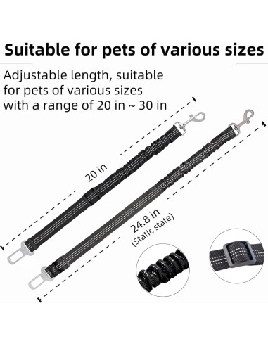 Cinturón de Seguridad para Perros Aerkersun Ajustable Negro