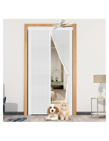 Cortina de Puerta Aislada Ajustable Veanusiver 74-86 cm Blanca