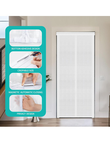 Cortina de Puerta Aislada Ajustable Veanusiver 74-86 cm Blanca