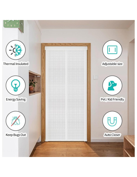 Cortina de Puerta Aislada Ajustable Veanusiver 74-86 cm Blanca