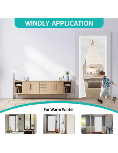 Cortina de Puerta Aislada Ajustable Veanusiver 74-86 cm Blanca