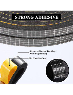 Tira de sellado GUKOY con espuma aislante 1.27 cm x 1.27 cm x 3.96 m 2