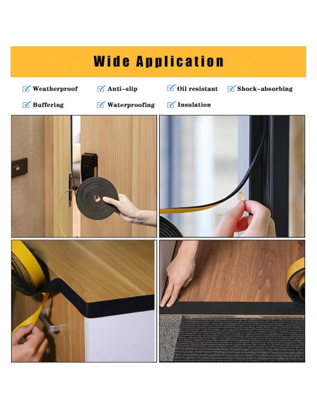 Tira de sellado GUKOY con espuma aislante 1.27 cm x 1.27 cm x 3.96 m