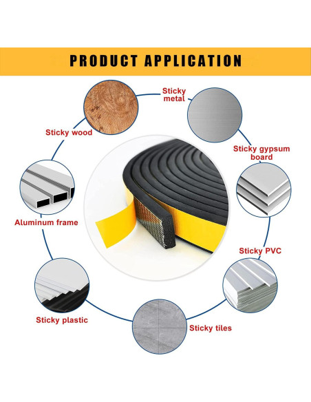 Tira de sellado GUKOY con espuma aislante 1.27 cm x 1.27 cm x 3.96 m