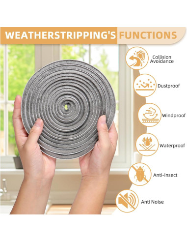 Sellador de Puerta FLYZZZZ 15.24m Fieltro Gris 0.89cm Ancho